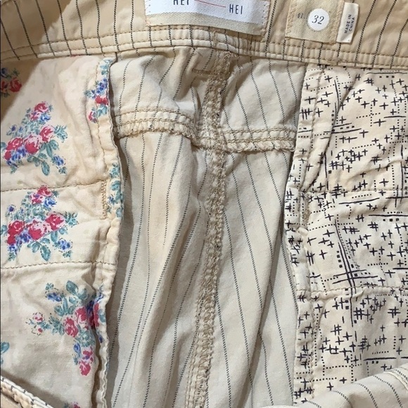 🌸2/$25 Anthro Hei Hei Cream Navy Pinstripe Beachwalker Ankle Length Pants - Picture 10 of 11